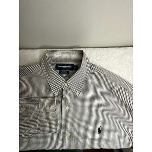 Men’s  Ralph Lauren Navy/White Plaid Long Sleeve‎ Button Up Shirt Large Tildon